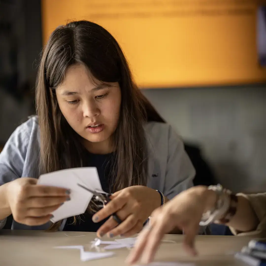 Student working on class project