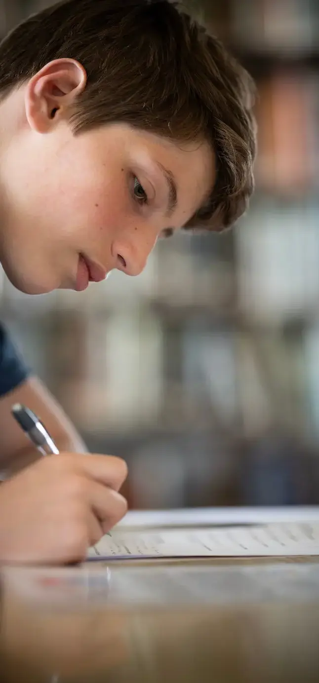 Student focused on work