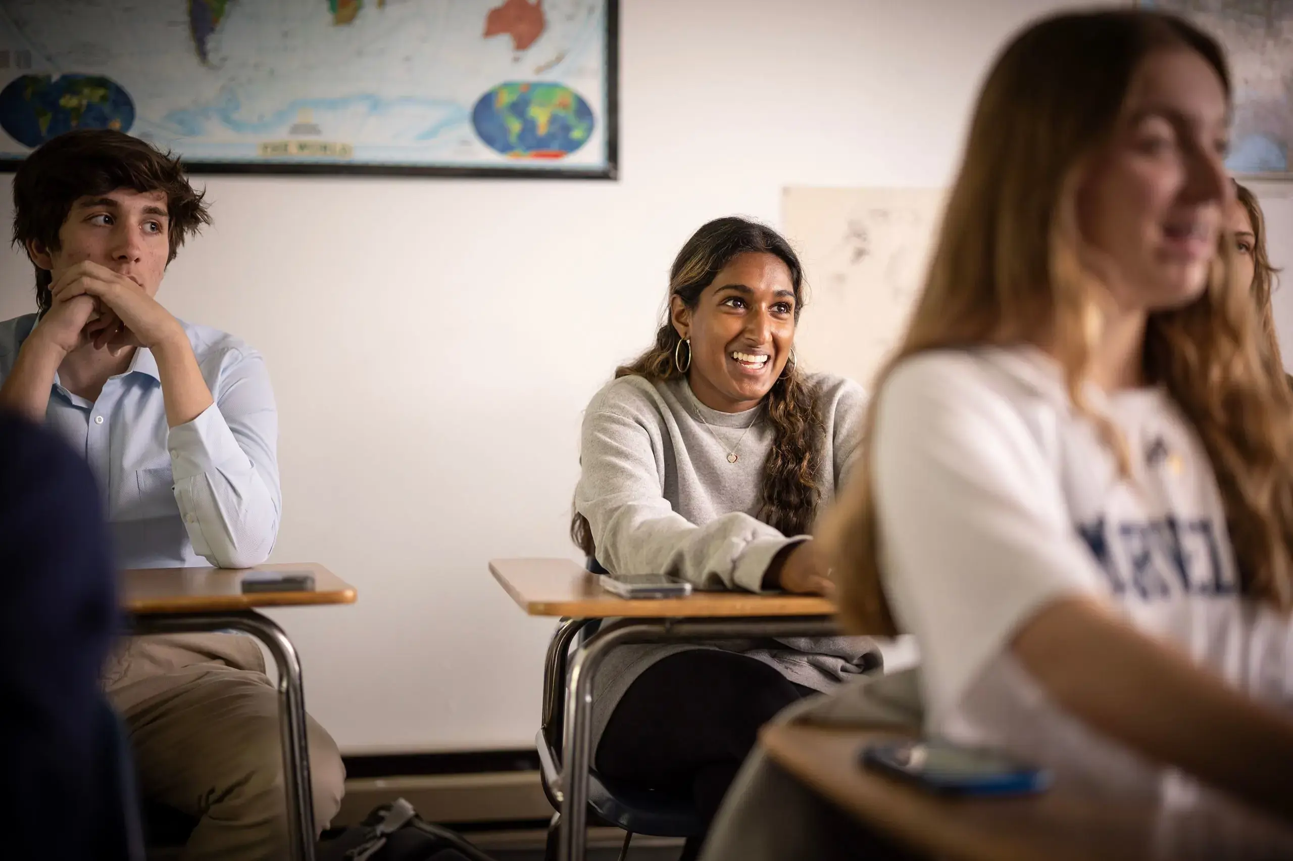 Students smiling in class