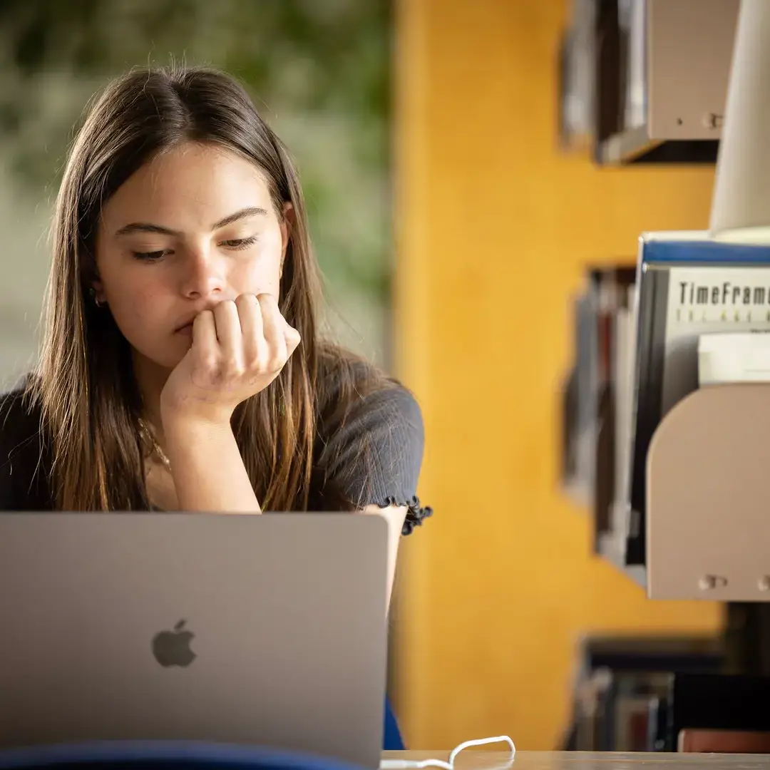 Student studying on laptop