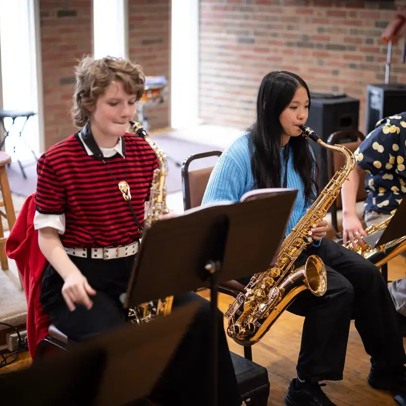 Students in music class