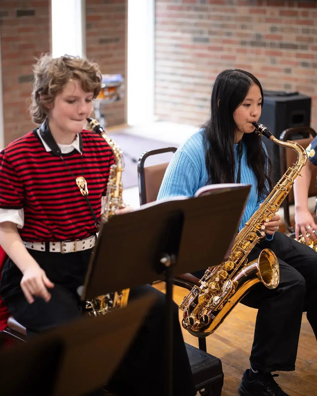 Students in music class