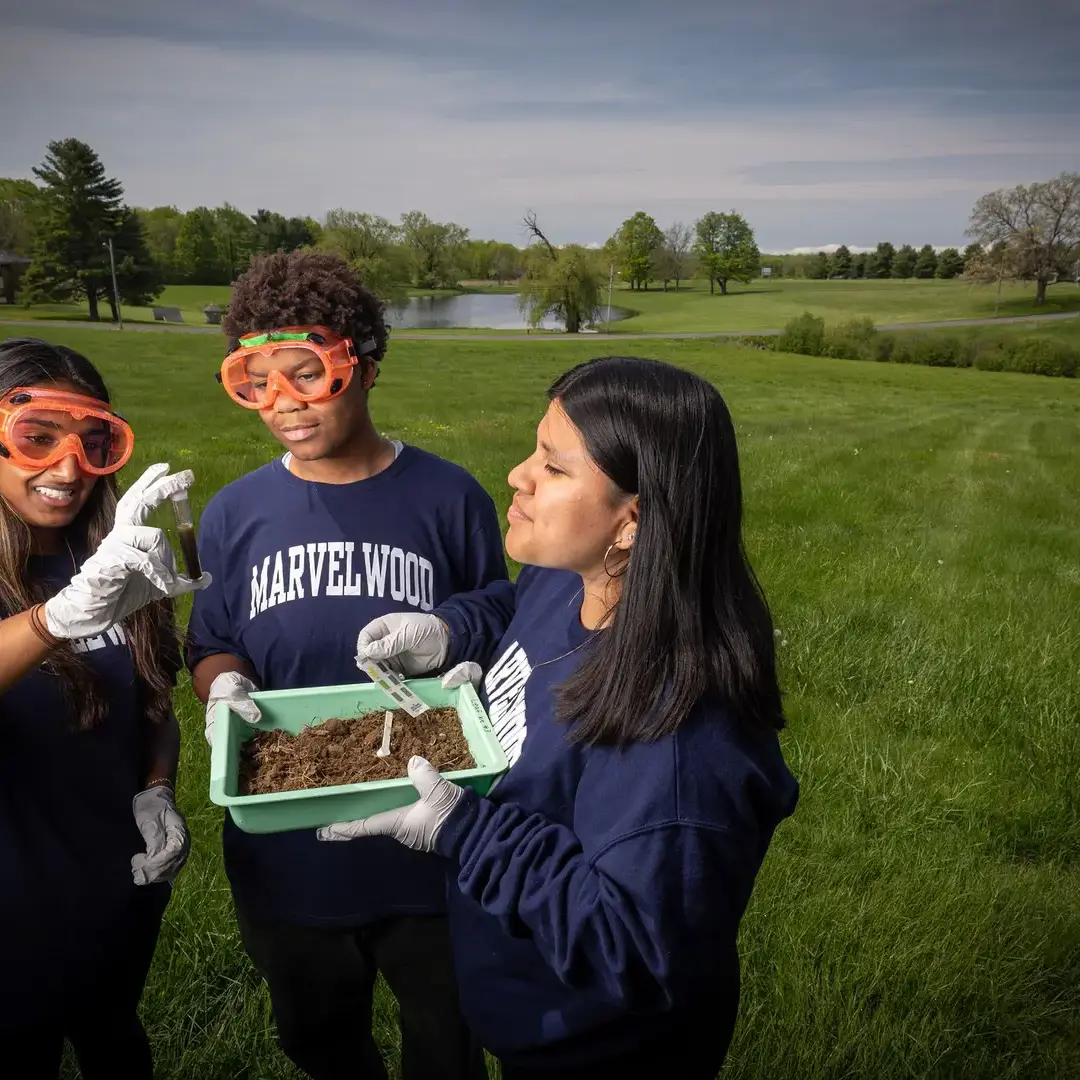 Students doing science experiment