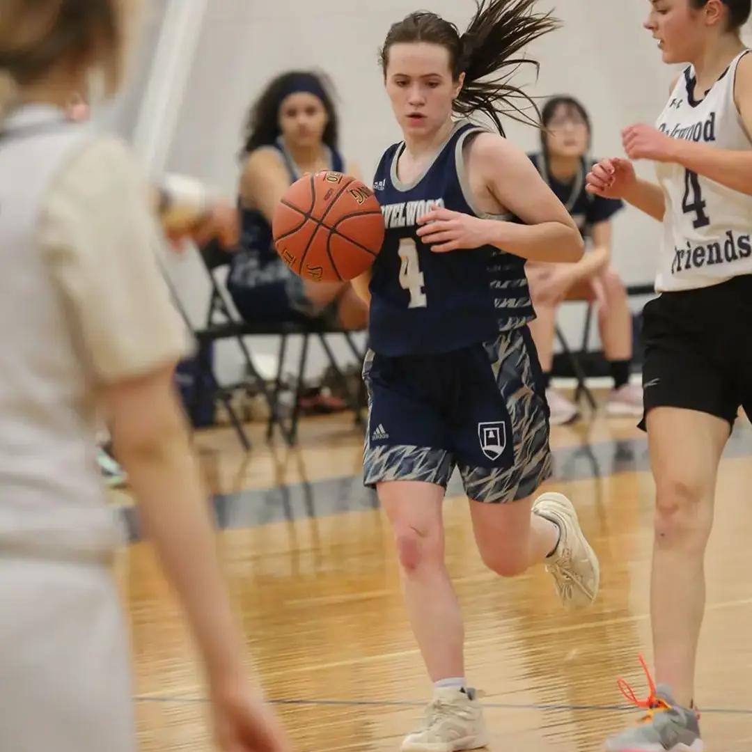 Students playing basketball