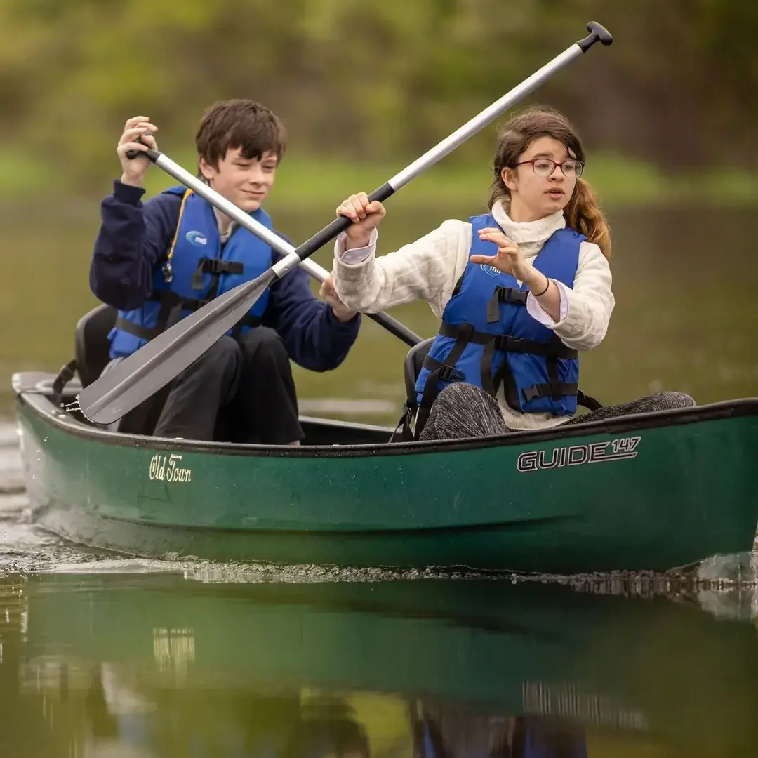 Students canoeing