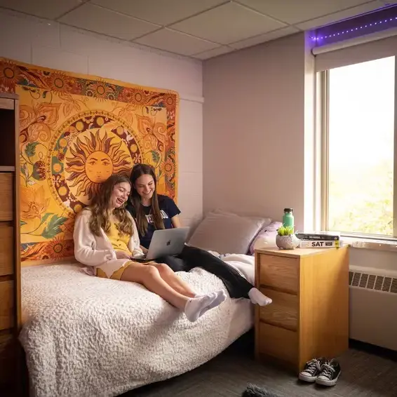 Students on laptop in dorm