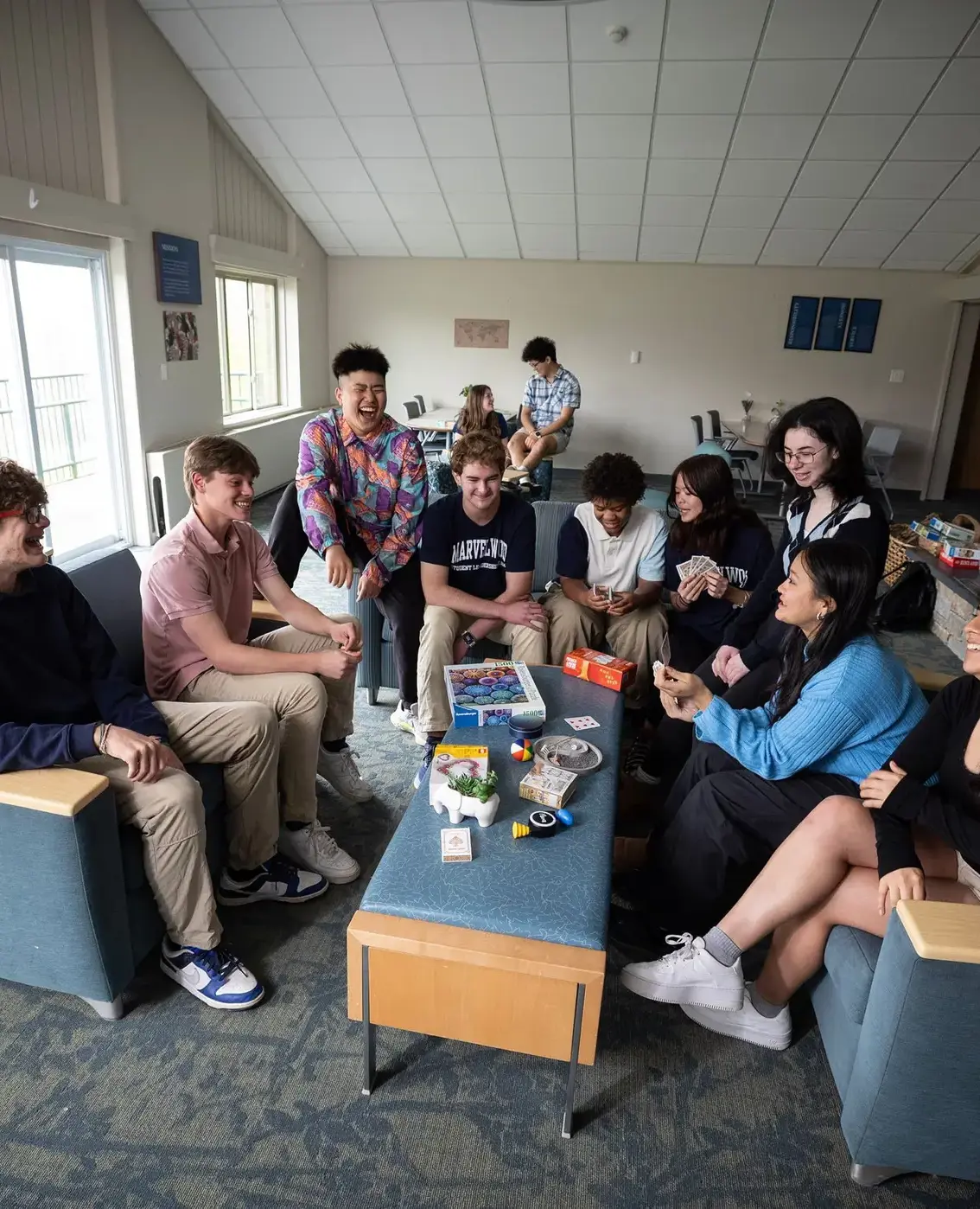 Students in common room chatting