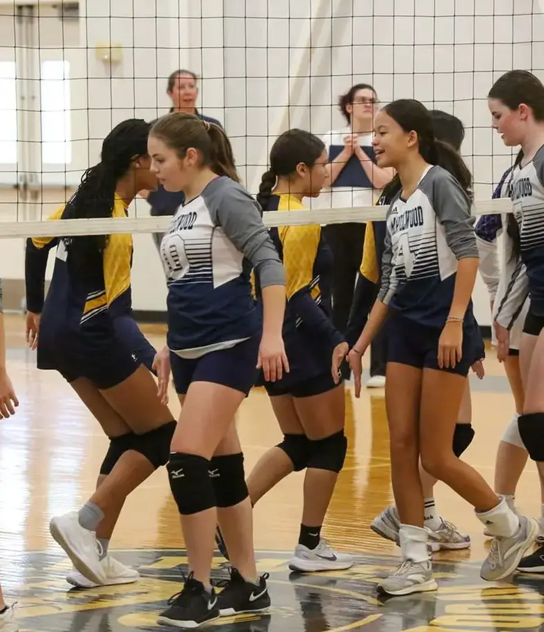 Students playing volleyball