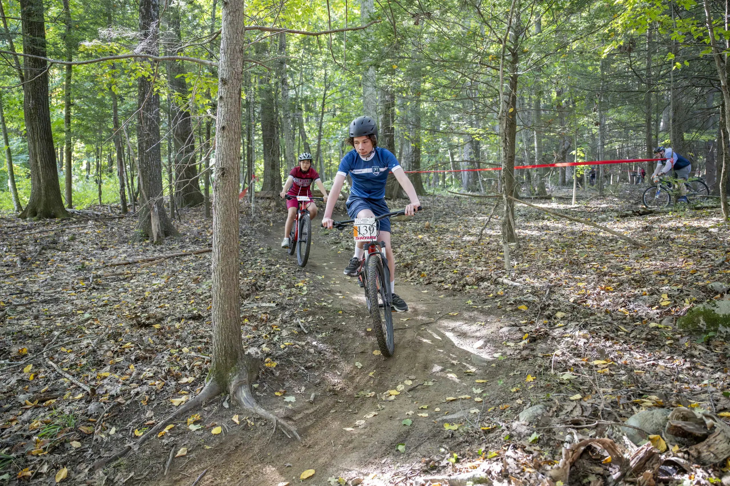 Students mountain biking